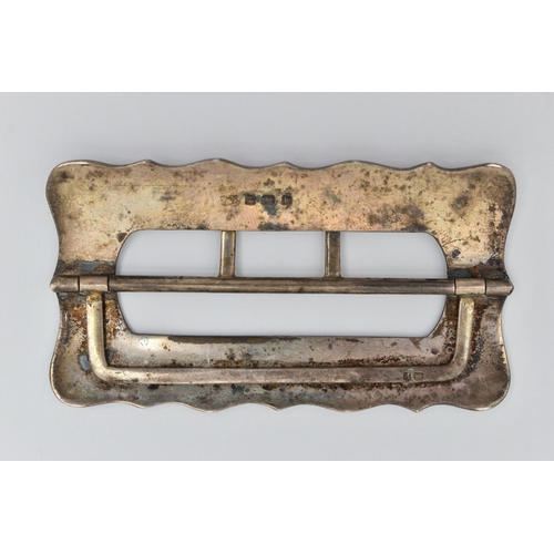 37 - A 'DEAKIN & FRANCIS' SILVER BUCKLE, rectangular form buckle with scalloped edge detail, pink guilloc... 