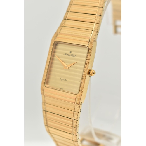 41 - A LADIES 'MATHEY TISSOT WRISTWATCH, quartz movement, rectangular dial signed 'Mathey Tissot', gold p... 