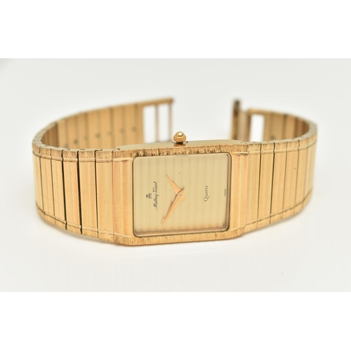 41 - A LADIES 'MATHEY TISSOT WRISTWATCH, quartz movement, rectangular dial signed 'Mathey Tissot', gold p... 