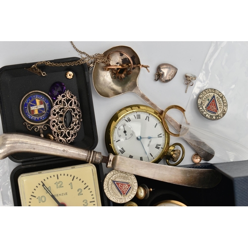 67 - WATCHES AND OTHER ITEMS, to include a gold plated 'Everite', manual wind open face pocket watch, sil... 