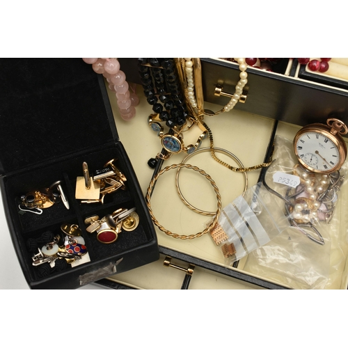 68 - A LARGE JEWELLERY BOX AND SELECTION OF JEWELLERY, an assortment of costume jewellery to include a pa... 