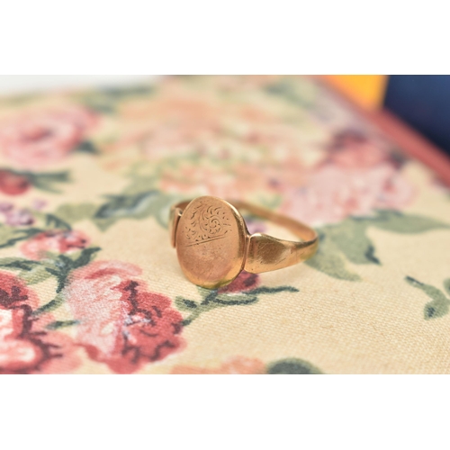 75 - A 9CT GOLD SIGNET RING, A JEWELLERY BOX WITH CONTENTS AND TWO DECORATIVE EGGS, broken/split oval sig... 