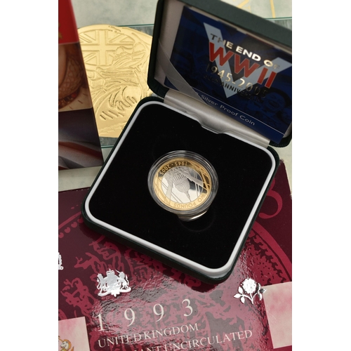 90 - A QUANTITY OF ROYAL MINT CASED BU AND PROOF COINS, to include Sixteen BU Year sets included is the D... 