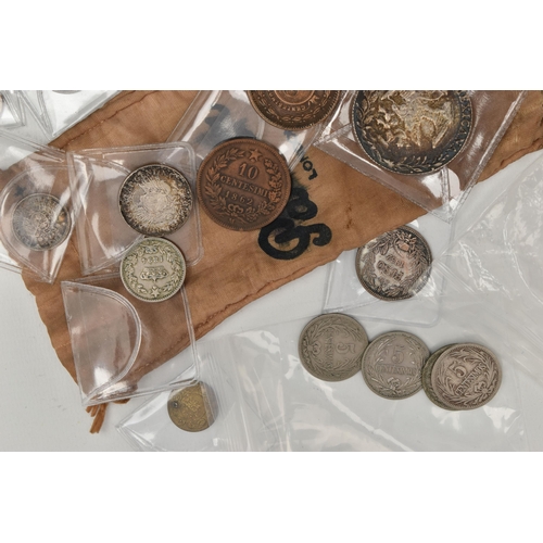 96 - A SMALL PLASTIC BOX CONTAINING WORLD COINS, with lots of 19th century coins India, Thialand, Mexico,... 