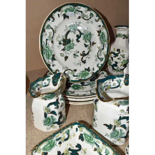 326 - A LARGE COLLECTION OF MASONS CHANTEREUSE TABLEWARE AND A MASONS 'TOURAINE' BOWL, to include six dinn... 