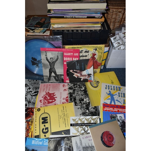 332 - A BOX AND LOOSE RECORDS, to include a small wooden cabinet containing vinyl singles by artists inclu... 