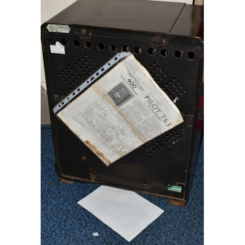 336 - A PILOT T63 AC SUPERHET WIRELESS RADIO, with original service sheet and receipt for service dated 20... 