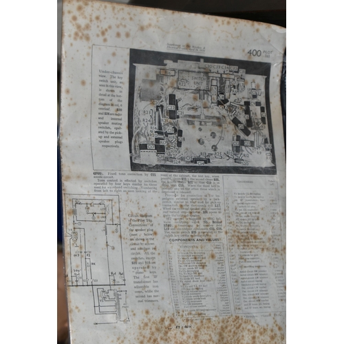 336 - A PILOT T63 AC SUPERHET WIRELESS RADIO, with original service sheet and receipt for service dated 20... 