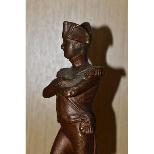 347 - A BRONZED SPELTER FIGURE OF NAPOLEON, mounted on a cream and brown marble plinth, height 29cm (1) (C... 