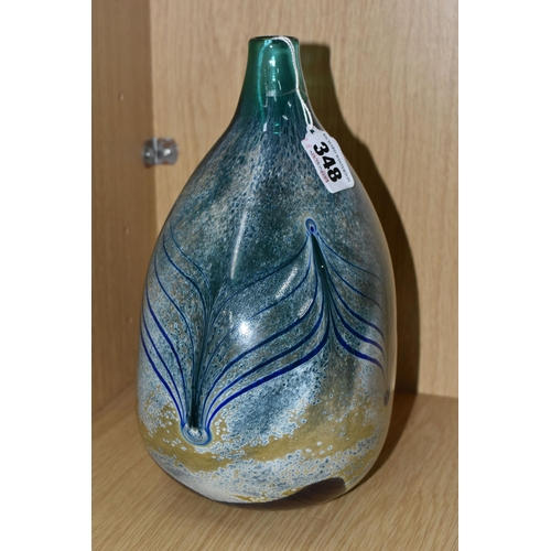 348 - A VASE BY PHILIP CHAPLAIN 'KHAMSIN' CAITHNESS, oval flask shape 1998, inscribed Khamsim- Caithness S... 