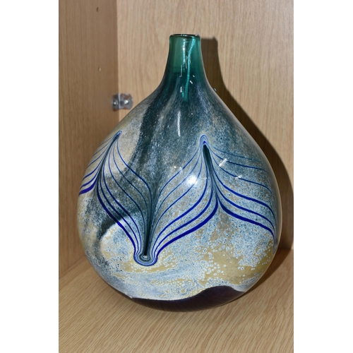 348 - A VASE BY PHILIP CHAPLAIN 'KHAMSIN' CAITHNESS, oval flask shape 1998, inscribed Khamsim- Caithness S... 