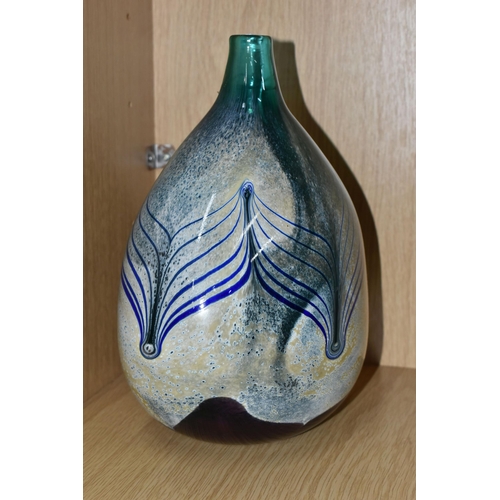 348 - A VASE BY PHILIP CHAPLAIN 'KHAMSIN' CAITHNESS, oval flask shape 1998, inscribed Khamsim- Caithness S... 