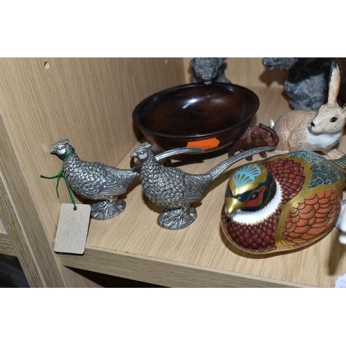 352 - A GROUP OF ORNAMENTS, comprising a Royal Crown Derby 'Woodland Pheasant', exclusive for The Royal Cr... 