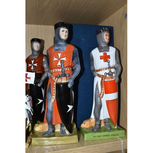 358 - A LARGE COLLECTION OF KNIGHTS TEMPLAR FIGURES, comprising three large hand painted porcelain limited... 