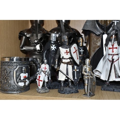 358 - A LARGE COLLECTION OF KNIGHTS TEMPLAR FIGURES, comprising three large hand painted porcelain limited... 