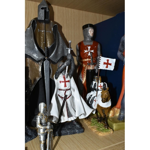 358 - A LARGE COLLECTION OF KNIGHTS TEMPLAR FIGURES, comprising three large hand painted porcelain limited... 