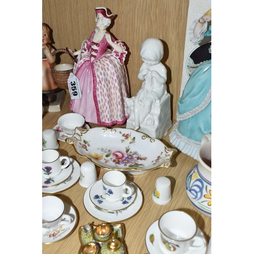 359 - A GROUP OF NAMED CERAMICS, comprising a Royal Doulton 'Camille' figurine HN1736 (broken and reglued ... 