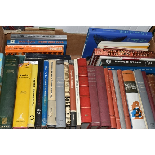 380 - FIVE BOXES OF BOOKS, RECORDS, CDS AND DVDS, to include approximately eighty books in hardback and pa... 