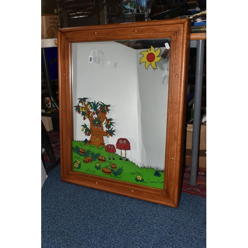 382 - FIVE WOODEN FRAMED MCDONALDS ADVERTISING MIRRORS, wall mounted mirrors all featuring McDonald's char... 