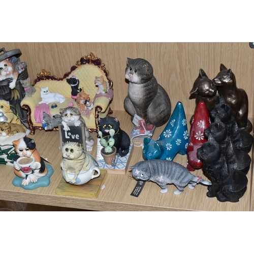 389 - A COLLECTION OF CAT FIGURINES AND ORNAMENTS, comprising a large Italian art pottery ATN seated tabby... 