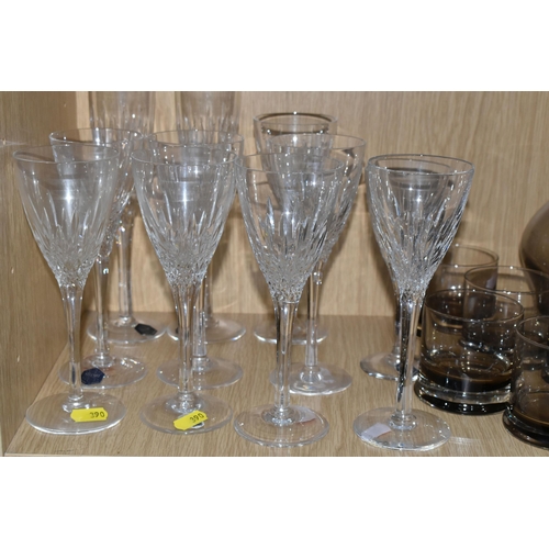 390 - A QUANTITY OF GLASSWARE, comprising a Villeroy & Boch tumbler, two Tutbury Crystal tumblers, a mid-c... 