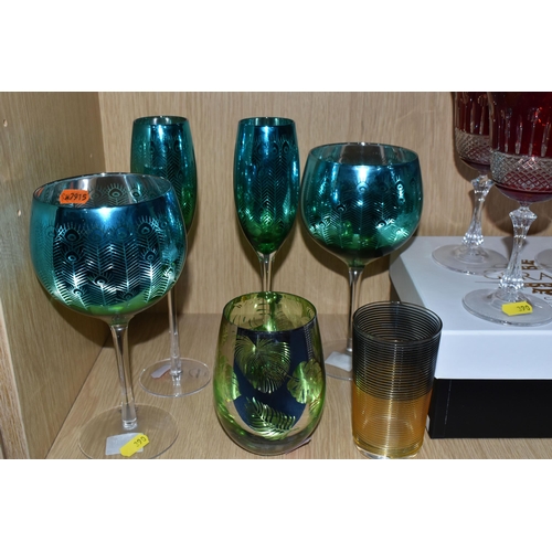 390 - A QUANTITY OF GLASSWARE, comprising a Villeroy & Boch tumbler, two Tutbury Crystal tumblers, a mid-c... 