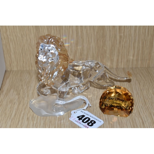 408 - A SWAROVSKI CRYSTAL 'MUFASA' FIGURE, from Disney's Lion King, produced in 2010-2011, model no 104826... 