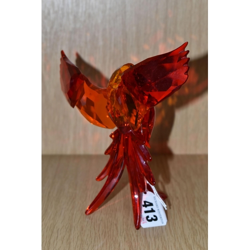 413 - A SWAROVSKI CRYSTAL PARADISE BIRDS 'RED PARROTS' SCULPTURE, model no 5136809, depicting a pair of pa... 