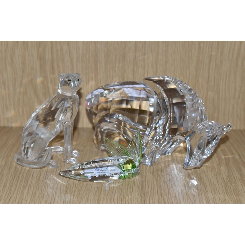 420 - A GROUP OF SWAROVSKI CRYSTAL ITEMS, comprising three Asian Ornaments: Lucky Cat with red tassels, Fi... 