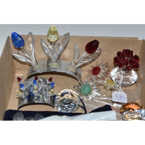 421 - A BOX OF SWAROVSKI CRYSTAL RENEWAL FLOWERS, ETC, to include renewal tulips 2002, 2003 and 2004 with ... 