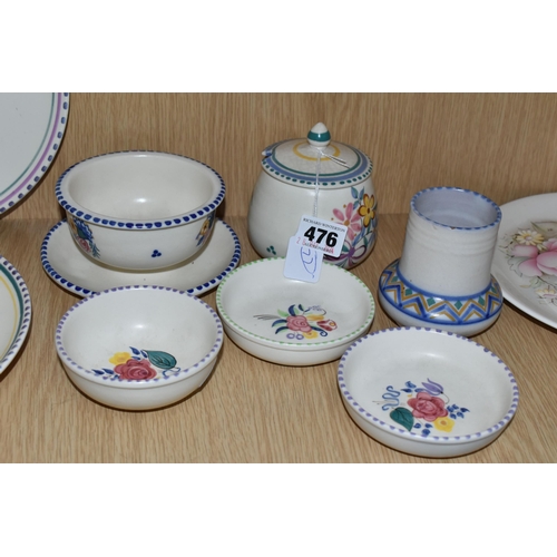 476 - A GROUP OF POOLE POTTERY, mainly traditional ware, comprising a Blue Cockerel plate, a grapefruit/ic... 