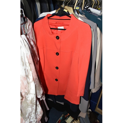 478 - A QUANTITY OF VINTAGE LADIES' CLOTHING mainly in sizes 18-20 to include a selection of suits, coats,... 