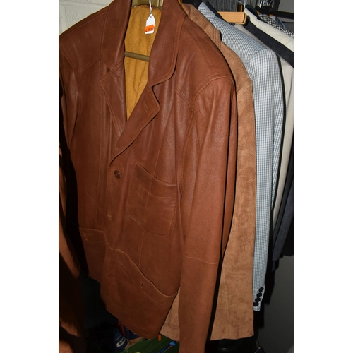 479 - A QUANTITY OF VINTAGE MEN'S CLOTHING to include suits, coats, accessories, shoes from high street re... 