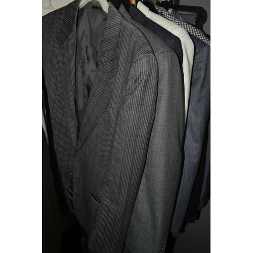 479 - A QUANTITY OF VINTAGE MEN'S CLOTHING to include suits, coats, accessories, shoes from high street re... 