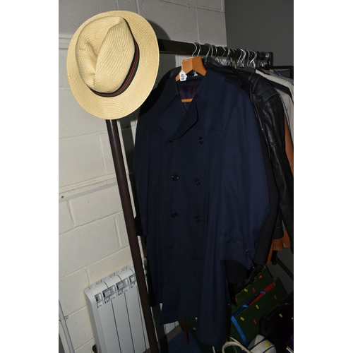 479 - A QUANTITY OF VINTAGE MEN'S CLOTHING to include suits, coats, accessories, shoes from high street re... 