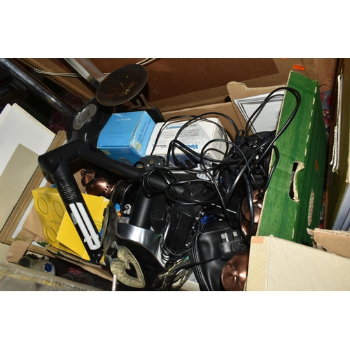 486 - FOUR BOXES AND A LOOSE VARIETY OF SUNDRIES including a vintage 'Avo' Avometer in original leather ca... 