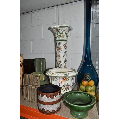 525 - A VARIETY OF BRITISH AND CONTINENTAL VASES AND PLANTERS to include a Capodimonte planter and pillar ... 