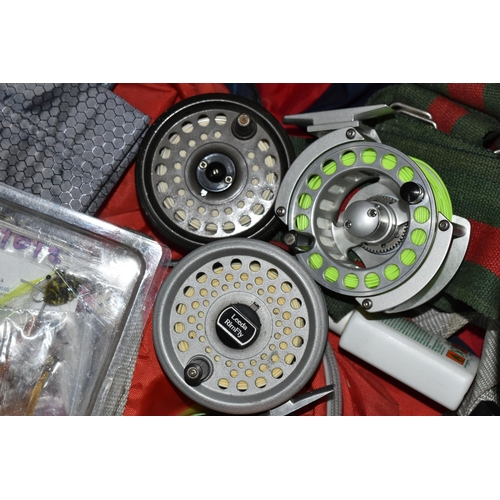 531 - A QUANTITY OF FLY FISHING EQUIPMENT AND CAMPING EQUIPMENT ETC, rods comprise a Hardy two piece Jet 9... 