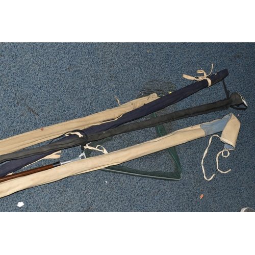 531 - A QUANTITY OF FLY FISHING EQUIPMENT AND CAMPING EQUIPMENT ETC, rods comprise a Hardy two piece Jet 9... 