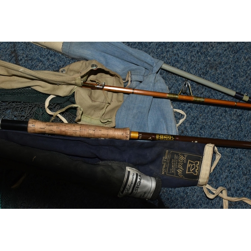 531 - A QUANTITY OF FLY FISHING EQUIPMENT AND CAMPING EQUIPMENT ETC, rods comprise a Hardy two piece Jet 9... 