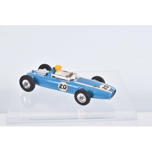 1 - TWO BOXED DINKY TOYS RACING CARS, Cooper, No.240, blue body with white stripe, RN20, driver with yel... 