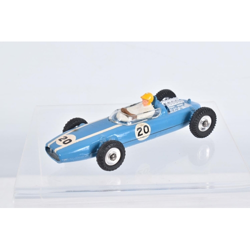 1 - TWO BOXED DINKY TOYS RACING CARS, Cooper, No.240, blue body with white stripe, RN20, driver with yel... 