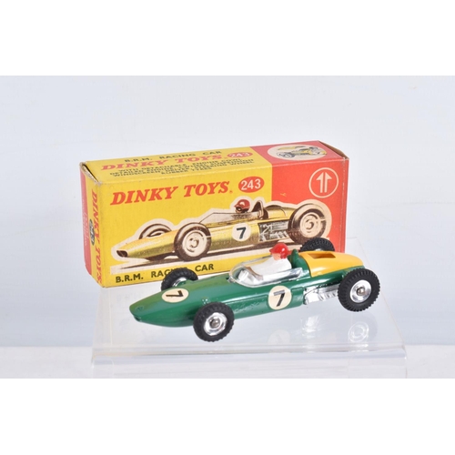 1 - TWO BOXED DINKY TOYS RACING CARS, Cooper, No.240, blue body with white stripe, RN20, driver with yel... 