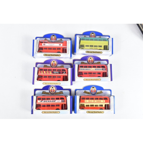 23 - A QUANTITY OF ASSORTED BOXED DIECAST BUS, COACH AND TRAM MODELS, Dinky Toys Leyland Atlantean Silver... 