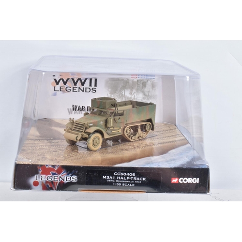 30 - FOUR BOXED CORGI CLASSICS WWII LEGENDS MILITARY VEHICLES, D-Day Landings M3A 1 Half-Track, No.CC6040... 