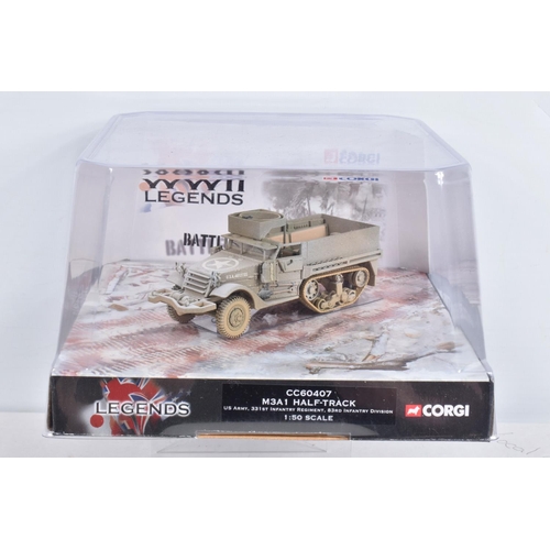 30 - FOUR BOXED CORGI CLASSICS WWII LEGENDS MILITARY VEHICLES, D-Day Landings M3A 1 Half-Track, No.CC6040... 