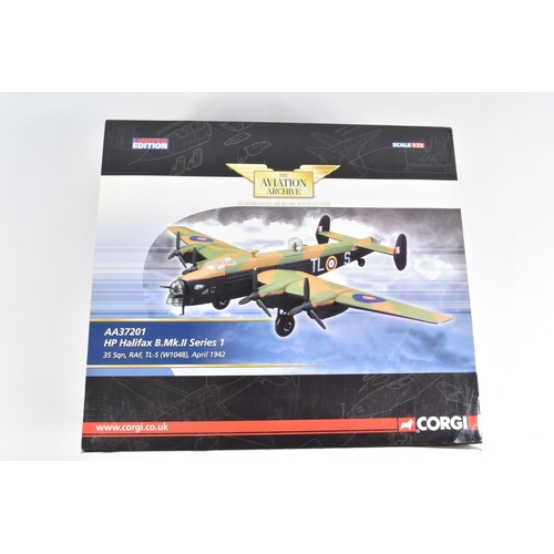 39 - TWO BOXED LIMITED EDITION 1/72 SCALE DIECAST CORGI AVIATION ARCHIVE MODELS, the first is a Vickers W... 