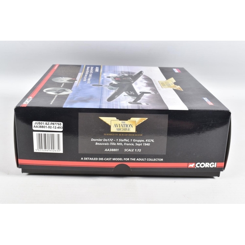 41 - A BOXED LIMITED EDITION 1/72 SCALE DIECAST CORGI AVIATION ARCHIVE MODEL AIRCRAFT, Dornier Do17Z, num... 