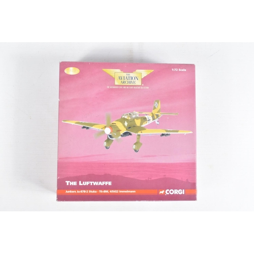 42 - FIVE BOXED 1/72 SCALE DIECAST CORGI AVIATION ARCHIVE MODEL AIRCRAFTS, the first a Gloster Gladiator ... 