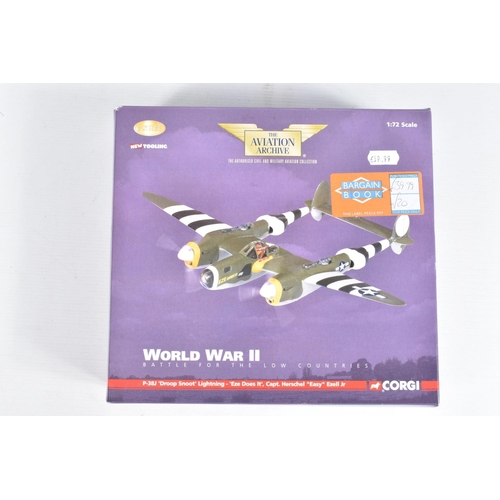 42 - FIVE BOXED 1/72 SCALE DIECAST CORGI AVIATION ARCHIVE MODEL AIRCRAFTS, the first a Gloster Gladiator ... 